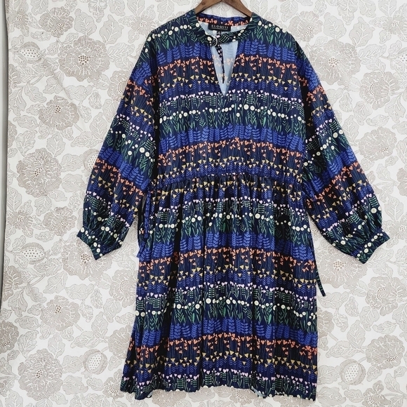 Eloquii Dresses & Skirts - Eloquii Keyhole Printed Long sleeve Tunic Midi Dress 20 Unlined 9783ct